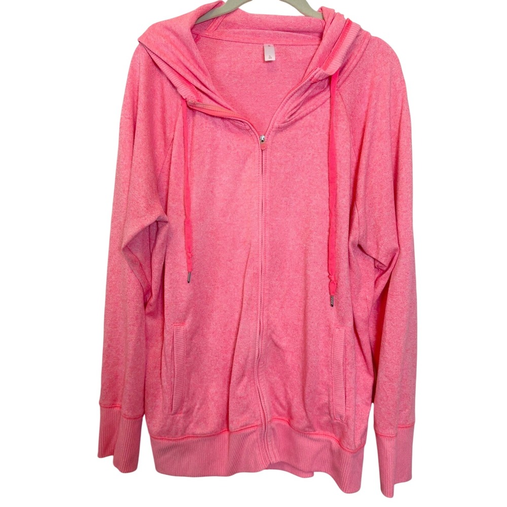 GapFit‎ Womens XL Pink Heathered Full Zip Hoodie Athletic Sweatshirt